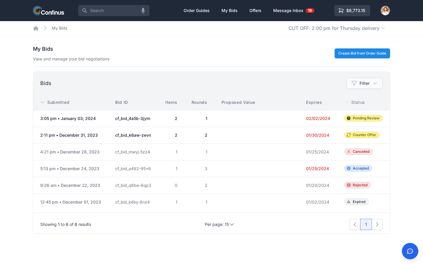 Bid negotiation interface with multi-round counter-offers